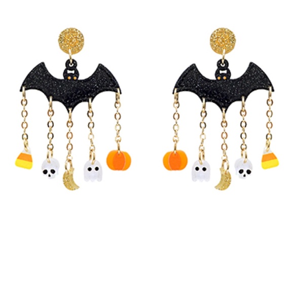 Bat & Fringe Ghost Earrings - Picture 1 of 1